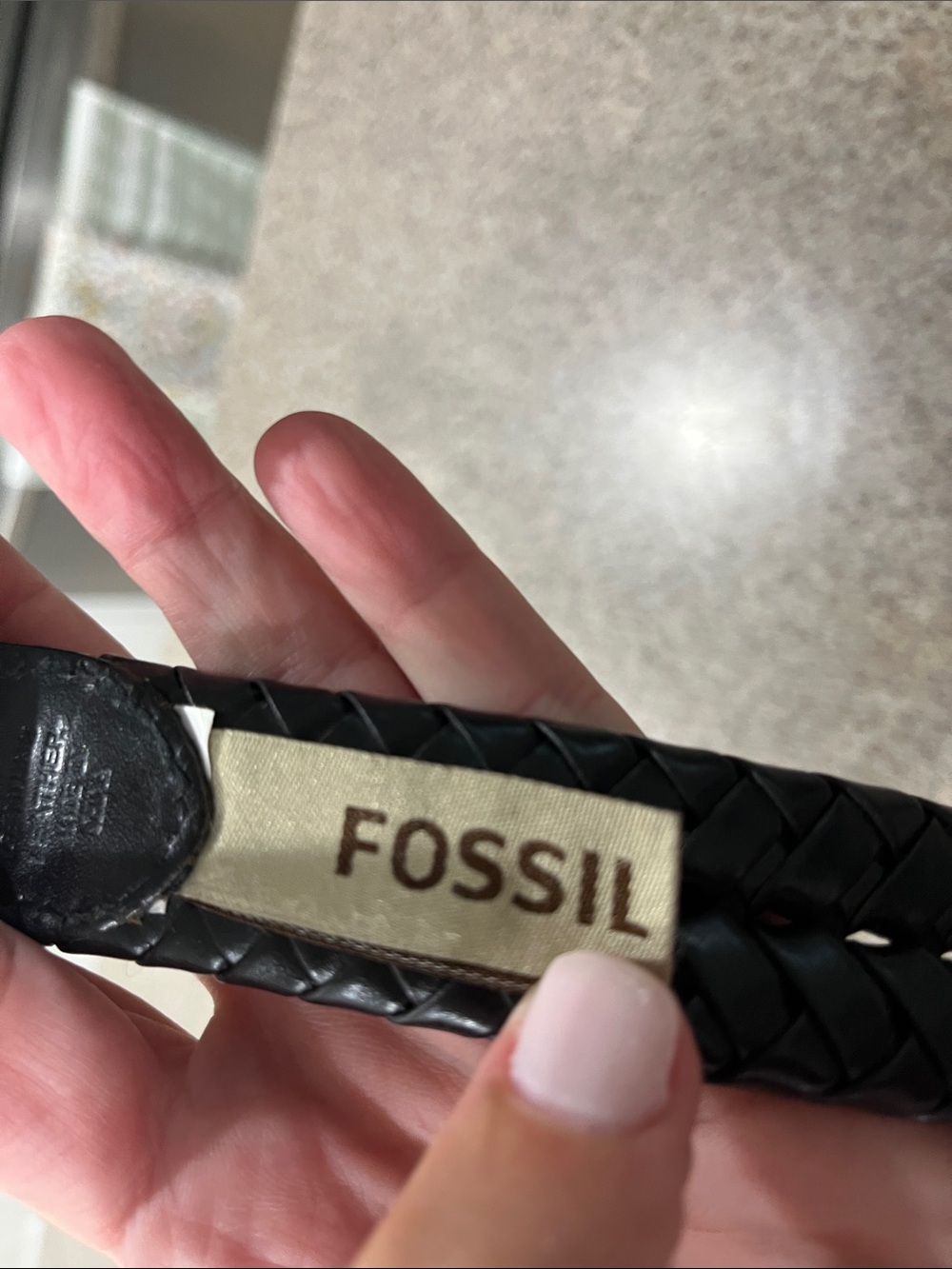 Fossil Men's Sz 36 Black Braided Leather Belt Casual Business Casual Distressed - Picture 6 of 7